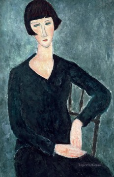 青いドレスを着て座っている女性 アメデオ・モディリアーニ Oil Paintings